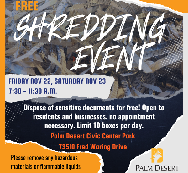 Free Palm Desert Shredding Event